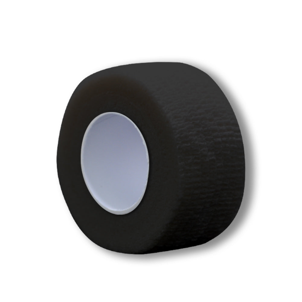 Kohäsives Fingertape, schwarze Rolle mit klebender Textiloberfläche