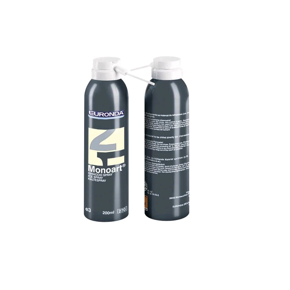 EUROONDA Monoart Kältespray, zwei Spraydosen mit weißem Deckel, dunkelgraues Design