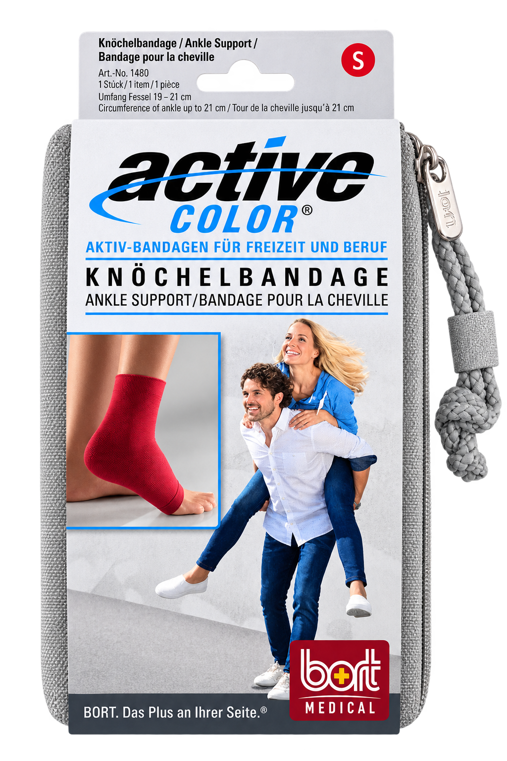 Rote Knöchelbandage mit Größenkennzeichnung S