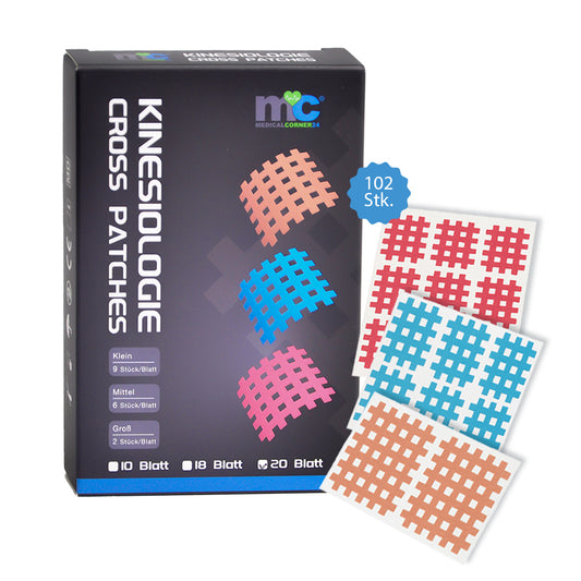Gittertapes-Set mit Kreuzpflastern, 102 Stück, Rot/Blau/Beige