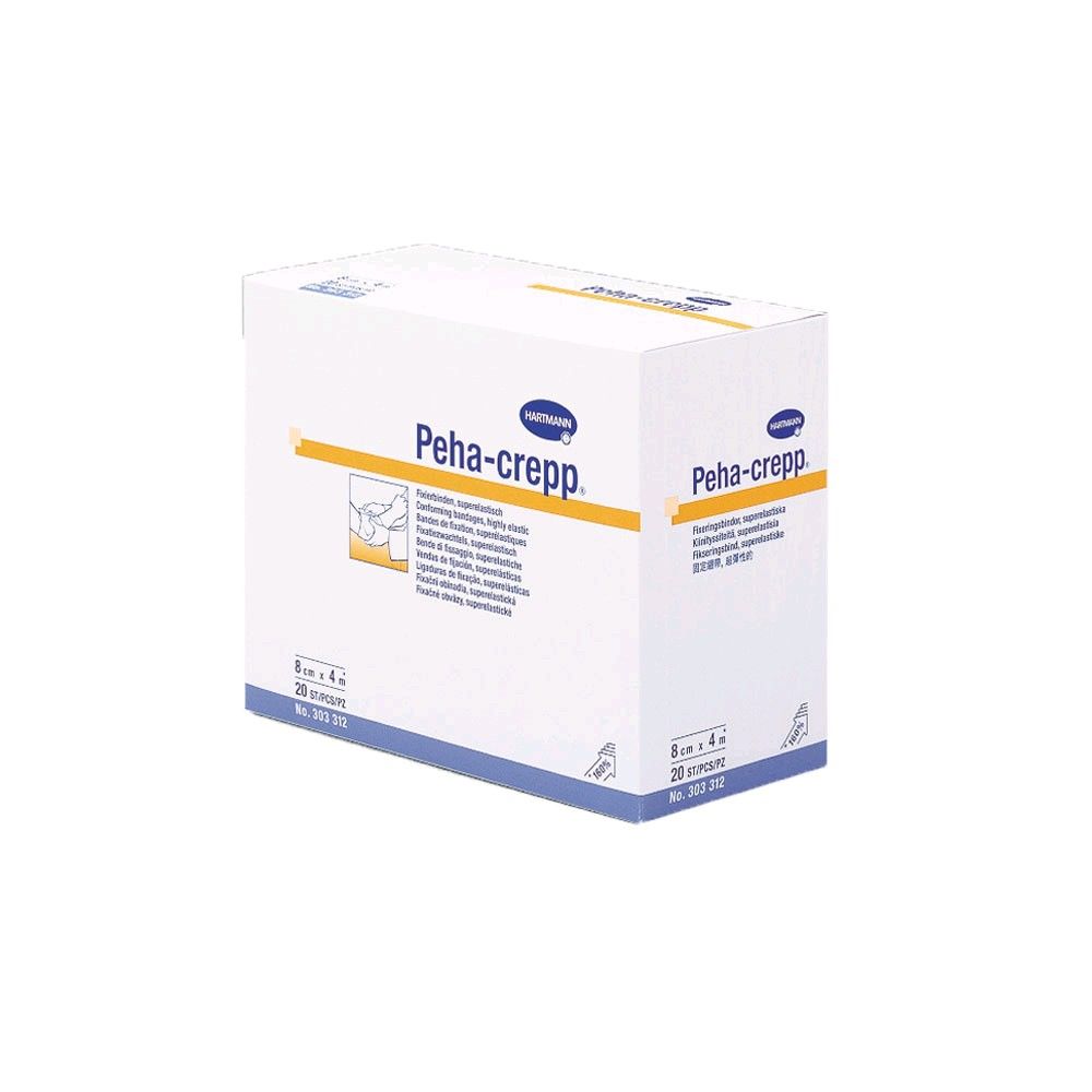 Peha-crepp Fixierbinde von Hartmann, Kartonpackung schräg von vorn