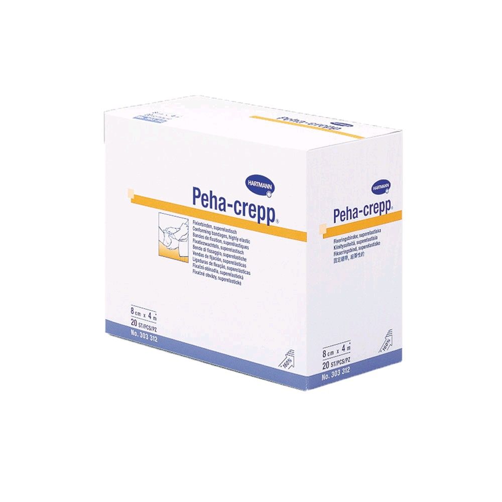 Peha-crepp Fixierbinde von Hartmann, weiße Kartonbox mit Produktinfos