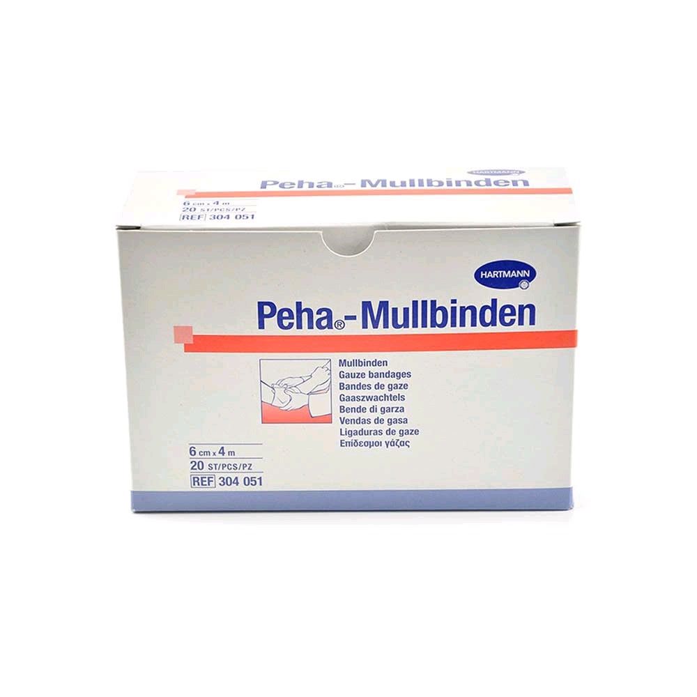 Hartmann Peha-Mullbinden Karton mit weißen Mullbinden, 6 cm x 4 m, REF 304 051