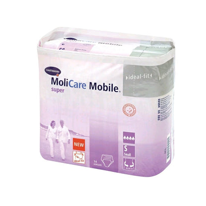 Inkontinenzslips-Verpackung MoliCare Mobile super, lila Karton, Front mit S