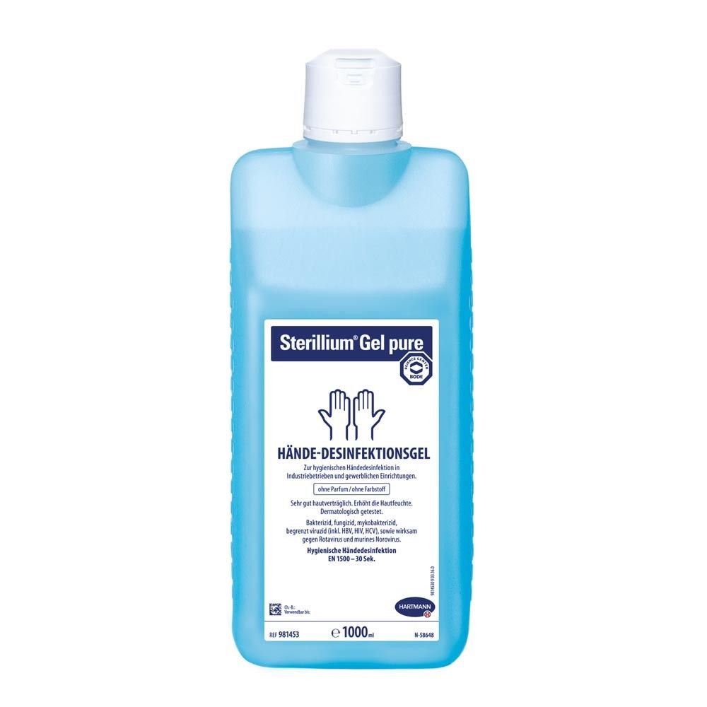 Sterillium® Gel pure Händedesinfektionsgel, blaue Flasche, parfümfrei, 1.000 ml, Schraubdeckel