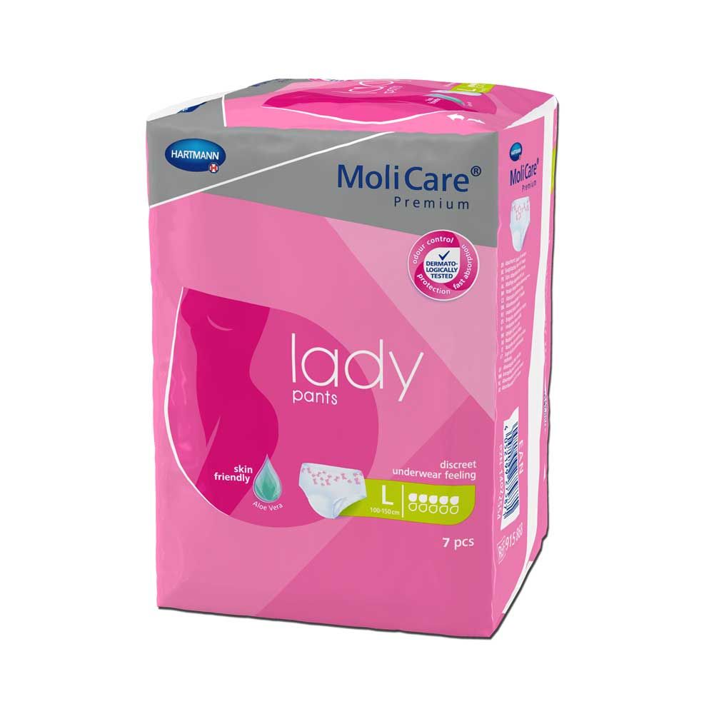 Rosa Inkontinenzslip-Pants Packung, Front mit Größenhinweis „L“