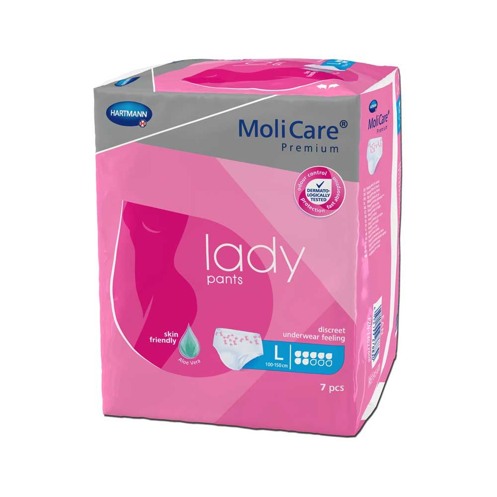 Rosa Inkontinenzslip-Pants Packung, Vorderseite mit „lady pants“ Aufdruck