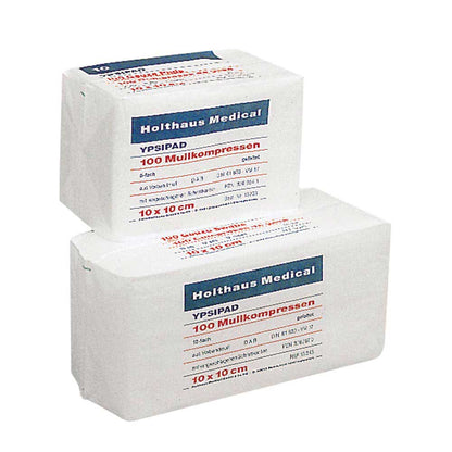 Holthaus Medical YPSIPAD Mullkompressen-Packung, unsteril, 10x10 cm, 100 Stück, weiß
