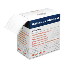 Unsterile YPSIVIL Zellstoff-Vlies-Kompressen, weiß, in Karton, 10 cm x 10 m