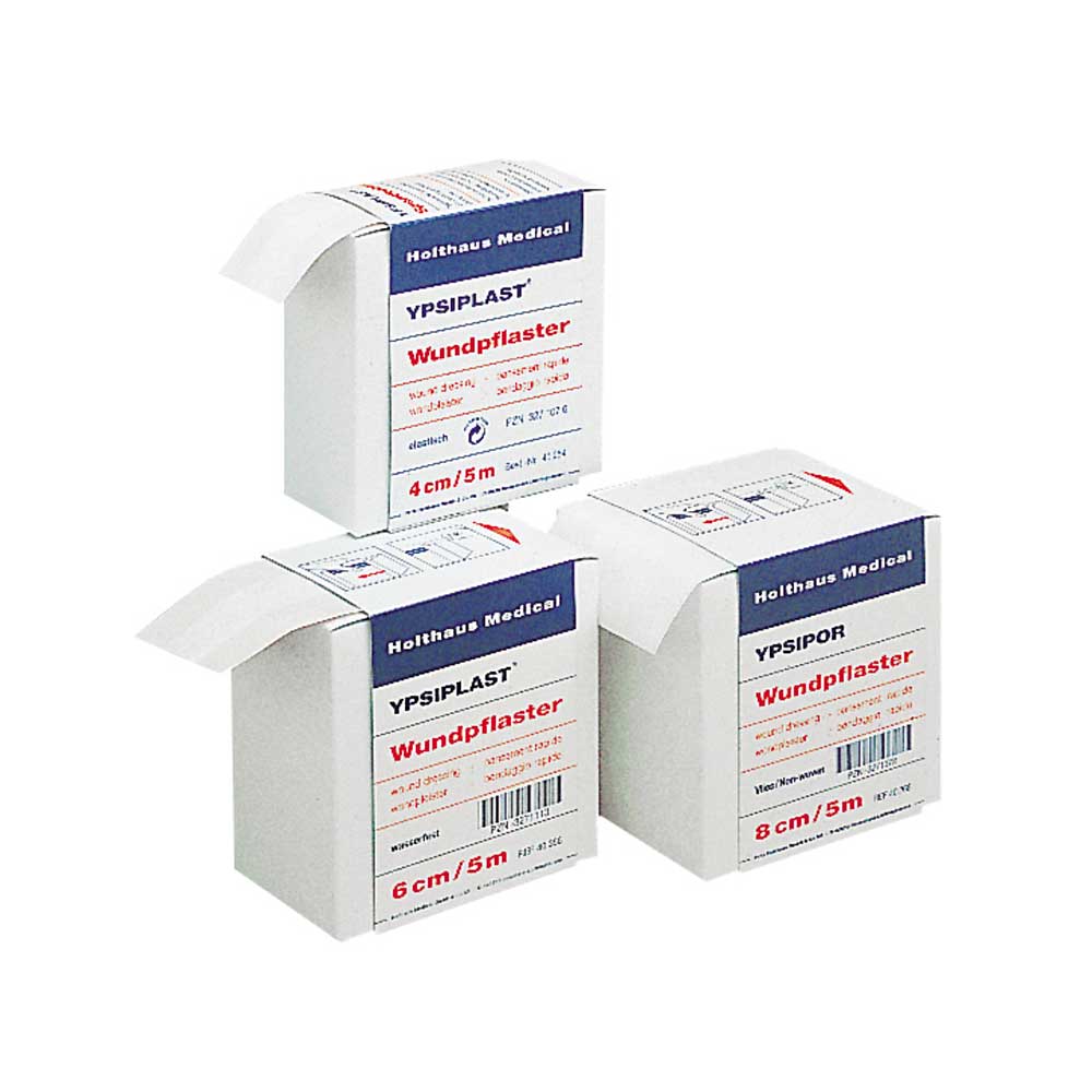 Medizinisches Wundpflaster YPSIPLAST® wasserfest, Kartonpackung mit Abrollstreifen