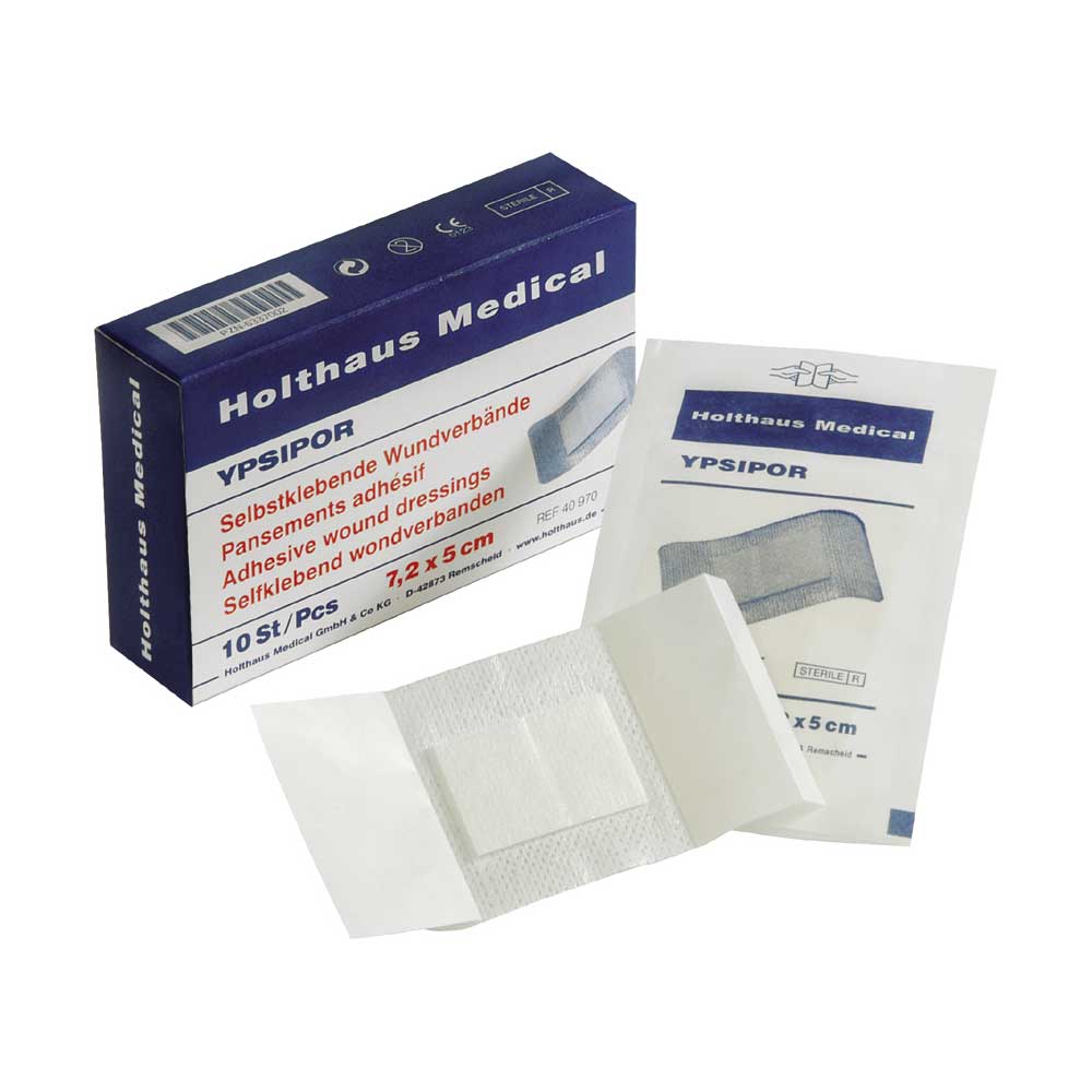 Steriler, selbstklebender Wundverband 7,2 x 5 cm; Packung und Verbandpad