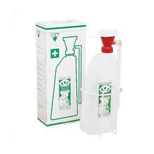 Holthaus Medical Wandhalterung mit transparenter Flaschenhalterung und rotem Auslauf