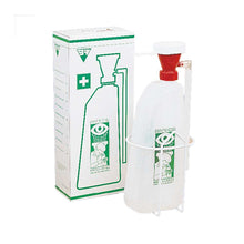 Augenwaschflasche Barikos 620 ml, transparente Flasche mit rotem Ausgießer und Schutzkappe