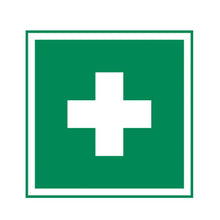 Rettungszeichen Erste Hilfe, 200×200 mm: weißes Kreuz auf grünem Feld