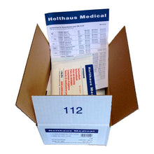 Holthaus Medical Austauschset, weiß-blauer Versandkarton mit 112-Aufdruck und Beilegen