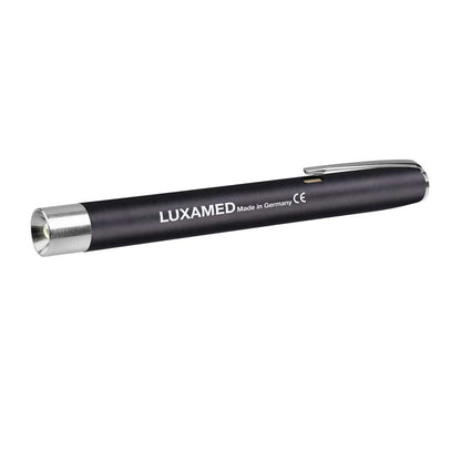 Luxamed Diagnostikleuchte mit schwarzem Gehäuse und silbernem Metallkopf