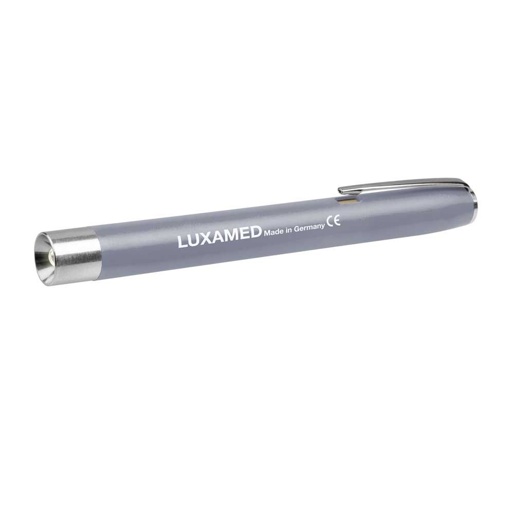 Luxamed Diagnostikleuchte mit grauem Gehäuse und silbernem Metallkopf
