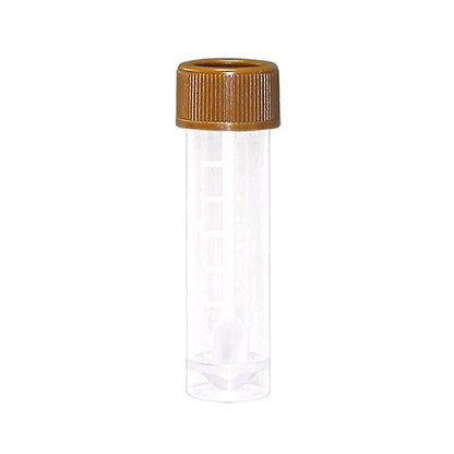 Stuhlröhrchen mit braunem Schraubverschluss, transparentes Röhrchen mit Füllstandsanzeige