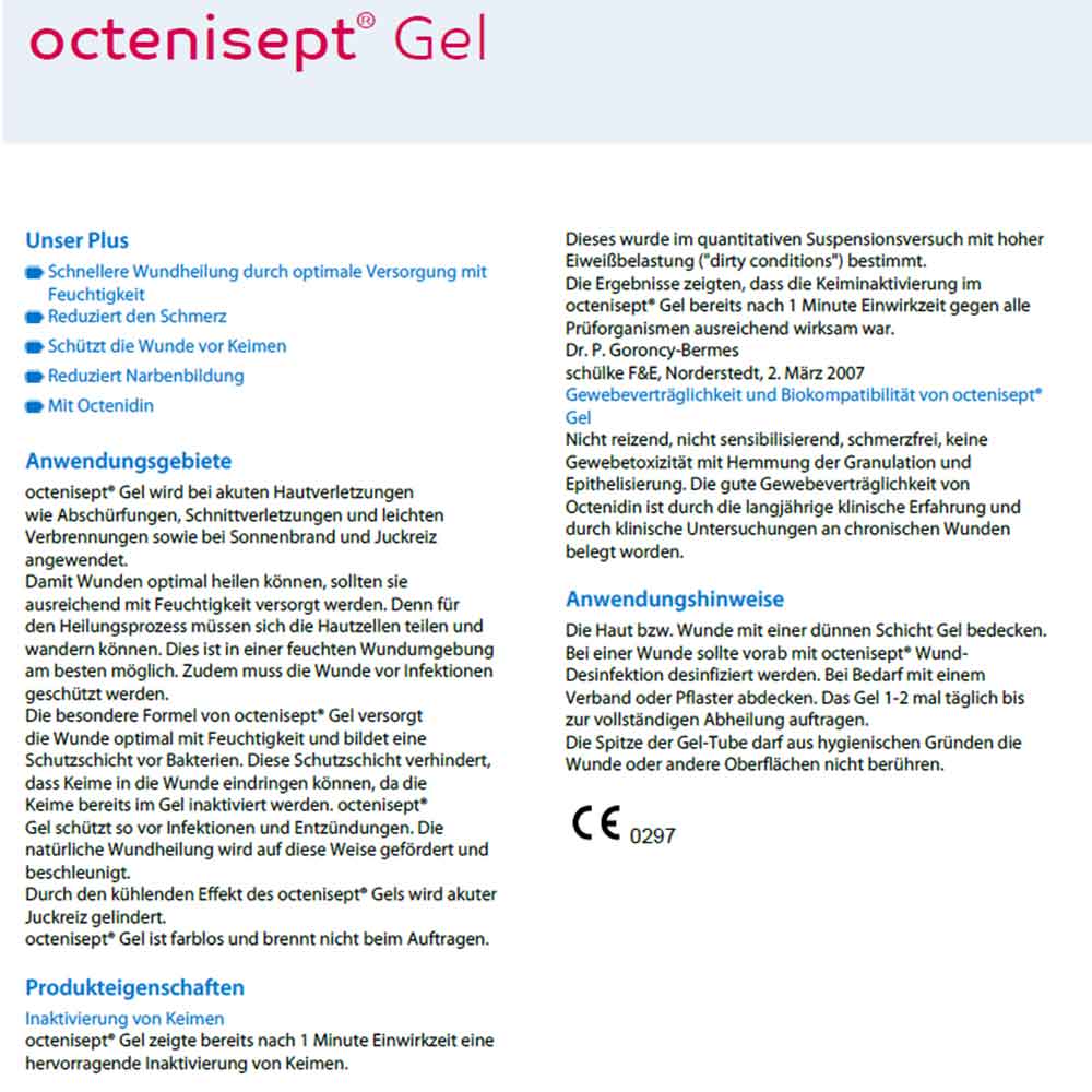 Verpackungsrückseite mit Text zu octenisept® Gel