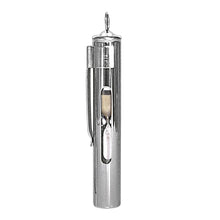 Metall-Sanduhr mit Schlüsselring und Clipbügel, transparentem Glaszylinder