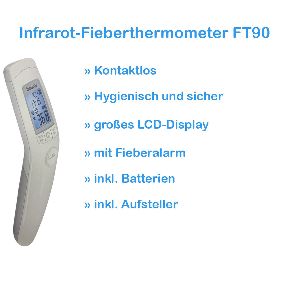 Infrarot-Stirnthermometer FT90 mit LCD-Display und Fieberalarm-Feature