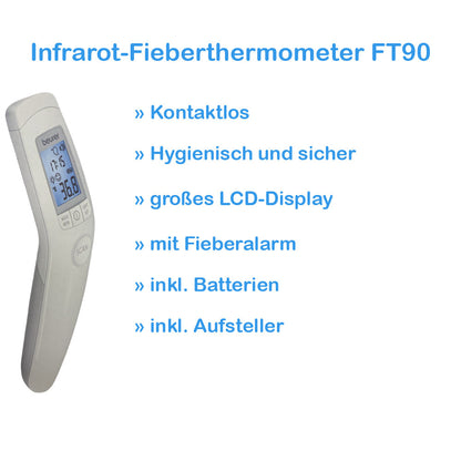 Infrarot-Stirnthermometer FT90 mit LCD-Display und Fieberalarm-Feature