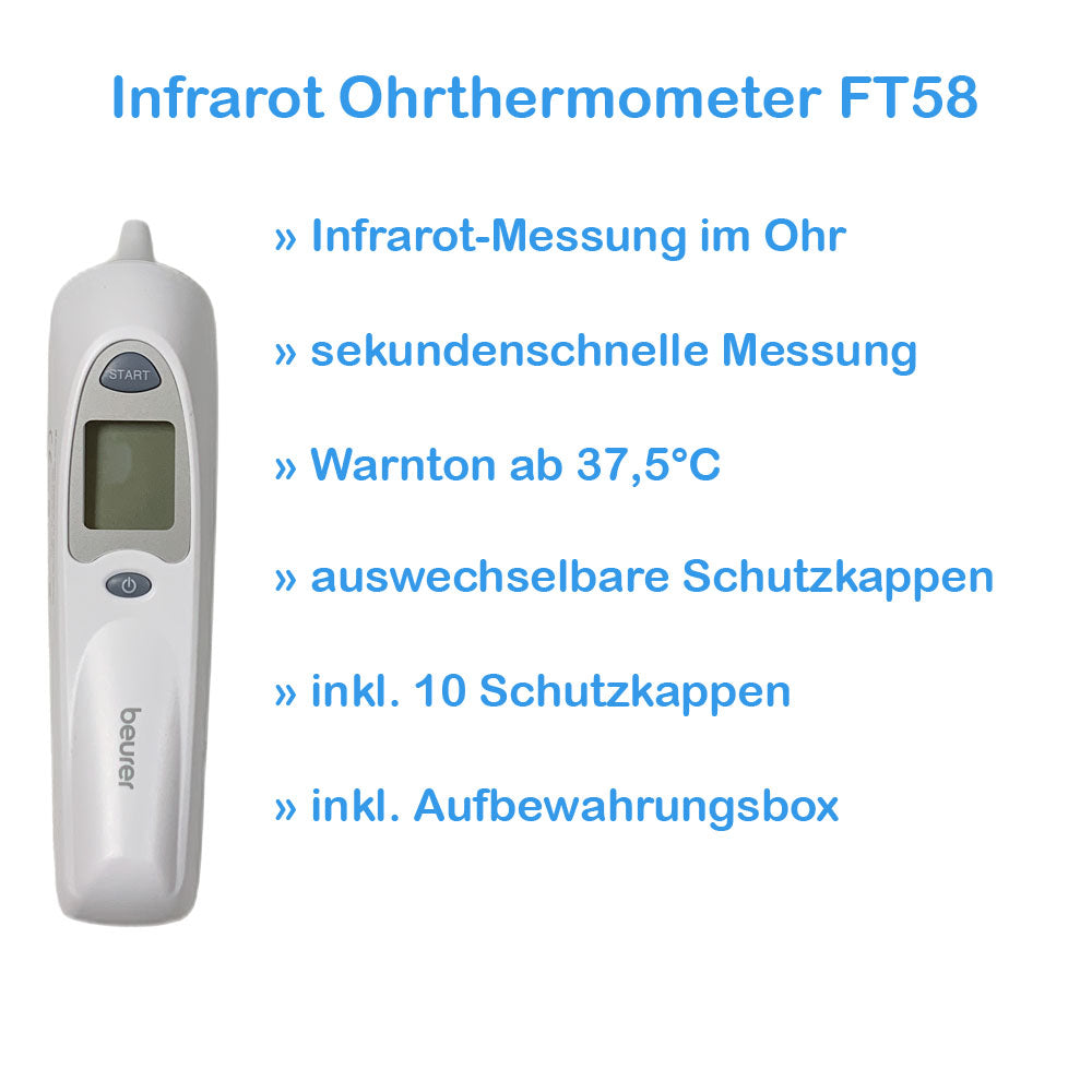 Ohrthermometer Beurer FT 58 mit Messspitze und LCD-Anzeige