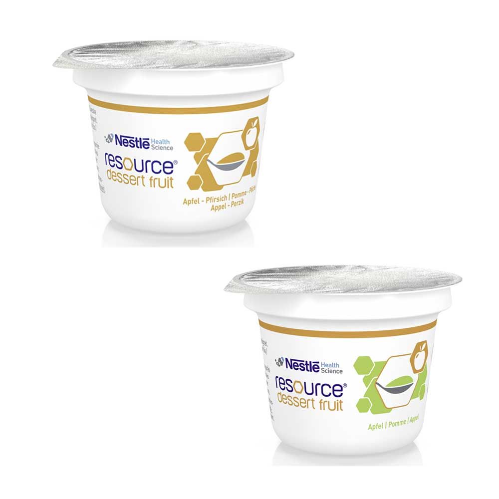 Nestle Resource® Dessert-Fruchtbecher: weißer Becher mit Folienverschluss