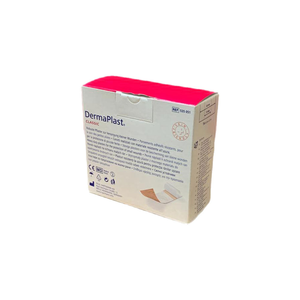 Wundpflaster-Packung „DermaPlast Classic“ von der anderen Seitenfläche