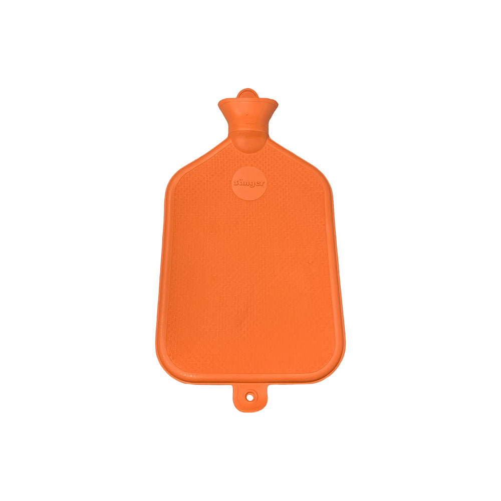 Glatte Gummi-Wärmflasche in Orange, mit Verschlusszapfen unten