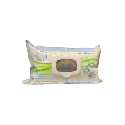 Schülke mikrozid® Universal-Desinfektionstücher, seitliche Ansicht der Folienverpackung