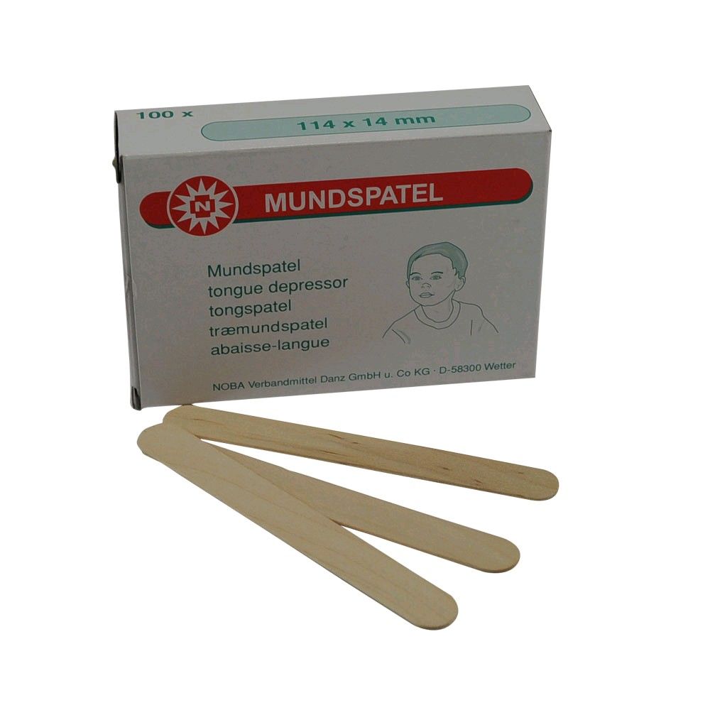 Noba Mundspatel aus poliertem Holz für Kinder, 114×14 mm, 100 Stück