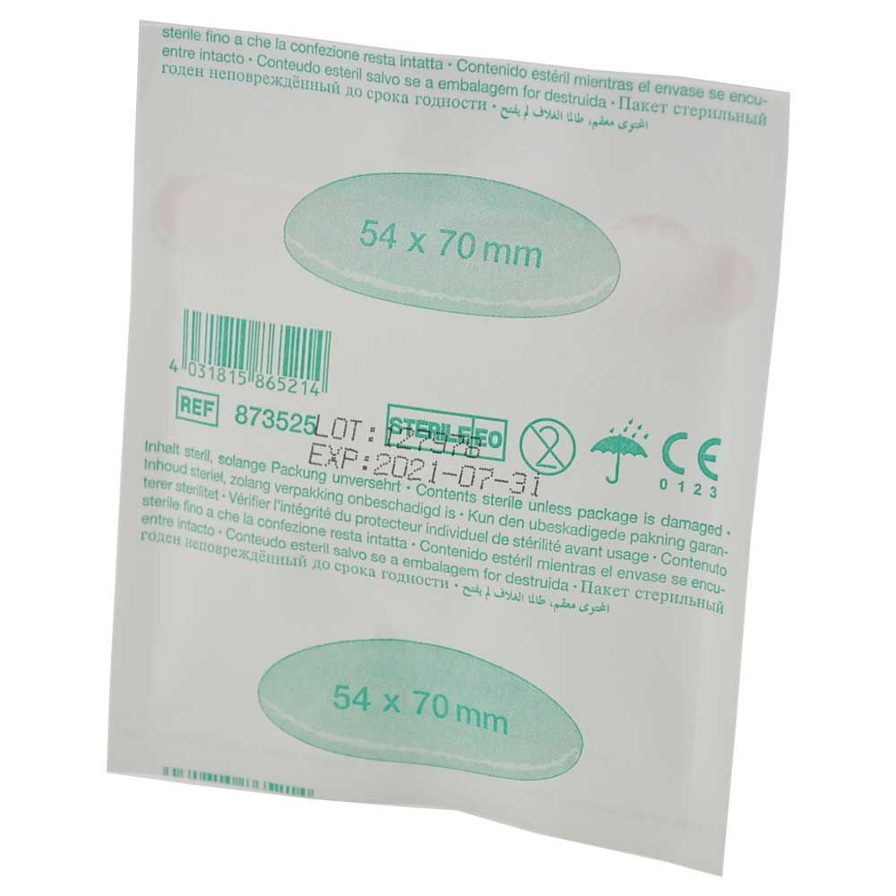 Sterile Vlies-Augenkompresse, Größe 54×70 mm, Vorder- und Rückseitenaufdruck