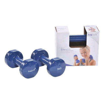 Kurzhanteln top vit mit Vinylüberzug, blau, 5 kg pro Hantel