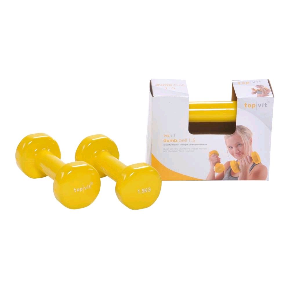 Kurzhanteln top vit mit Vinylüberzug, gelb, 1,5 kg pro Hantel