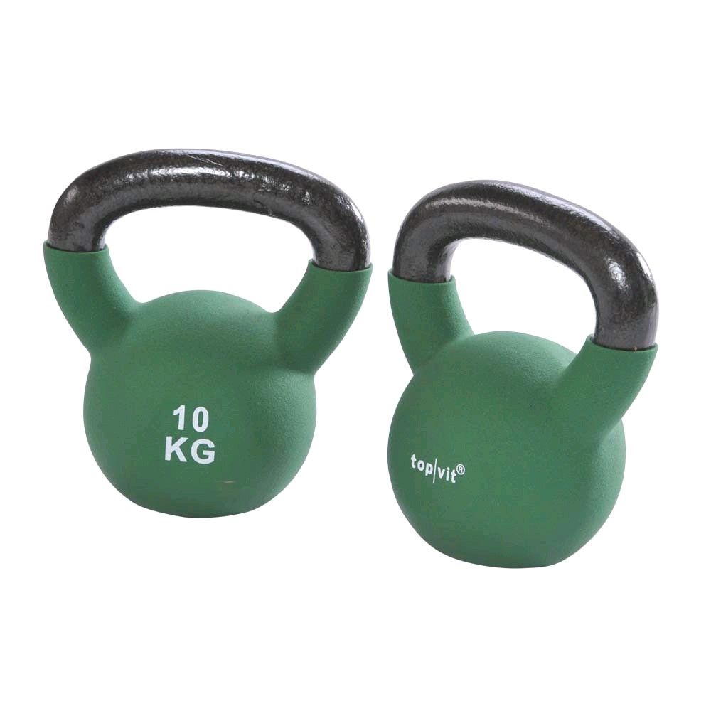 Neopren-Kugelhantel 10 kg, grün, mit schwarzem Griff, topvit®