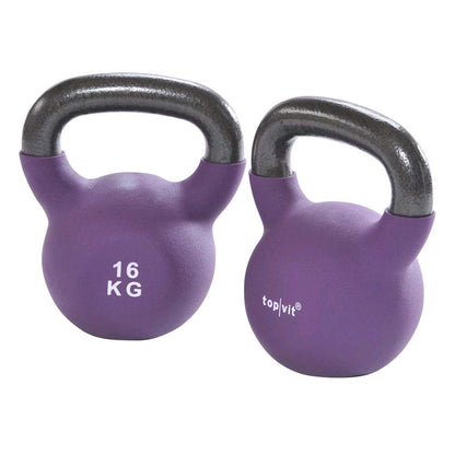 Neopren-Kugelhantel 16 kg, lila, mit schwarzem Griff, topvit®