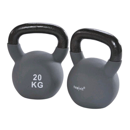 Neopren-Kugelhantel 20 kg, dunkelgrau, mit schwarzem Griff, topvit®