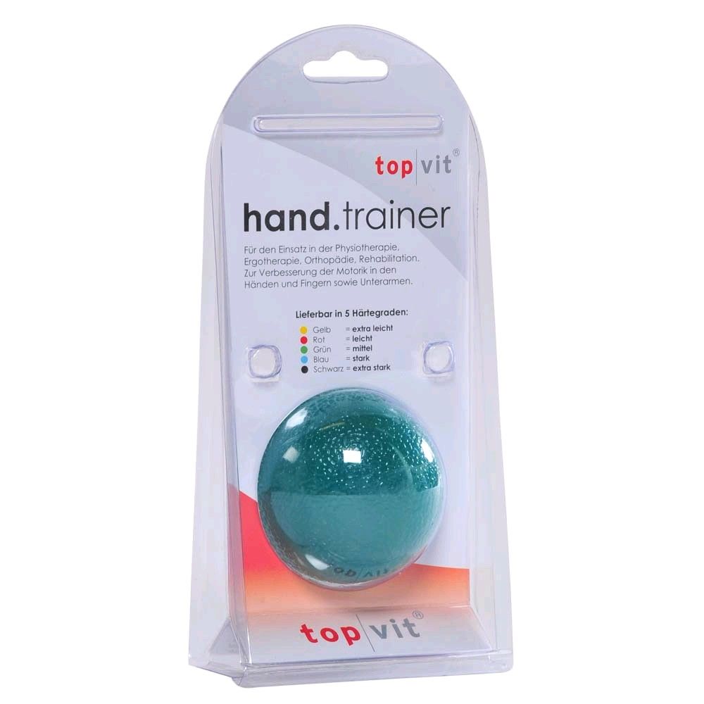 Handtrainer-Kugel in grüner Ausführung in Blisterverpackung von top vit®