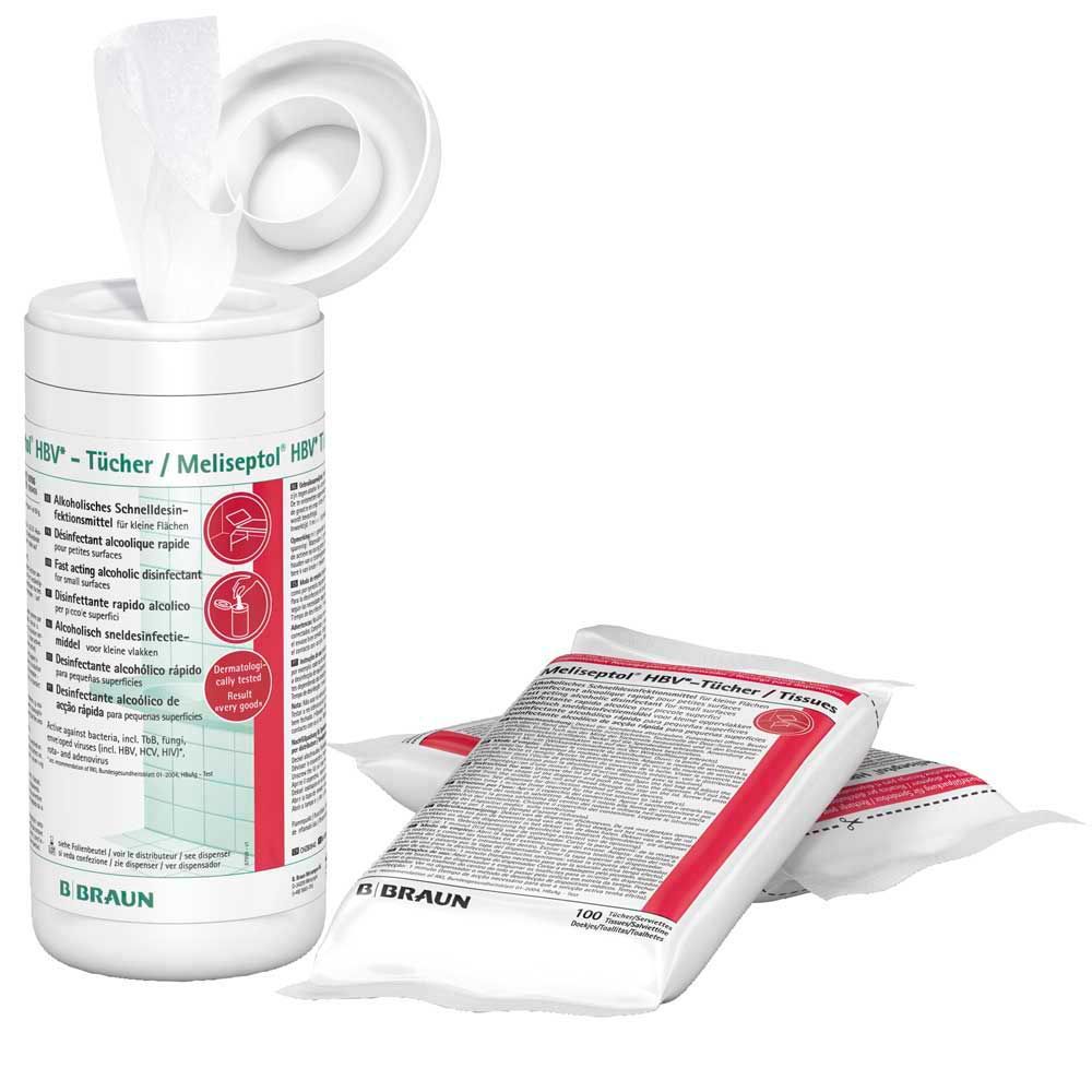 Desinfektionstücher-Behälter und Nachfüllpack Meliseptol® HBV mit Tüchern