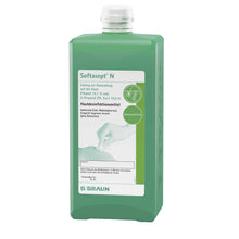 Hautdesinfektion Softasept® N farblos, grüne Flüssigflasche mit Etikett