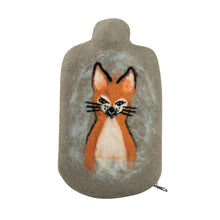 Hugo Frosch Klassik-Wärmflasche mit Filzbezug grau, Fuchs-Motiv