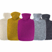 Wärmflaschen mit Strickbezug (Creme, Gelb, Fuchsia, Anthrazit) mit Lurex-Optik