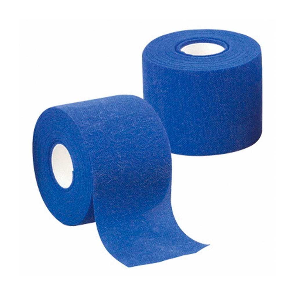 Kohäsive Fixierbinde aus Vlies, blaue Bandrolle mit abstehendem Band