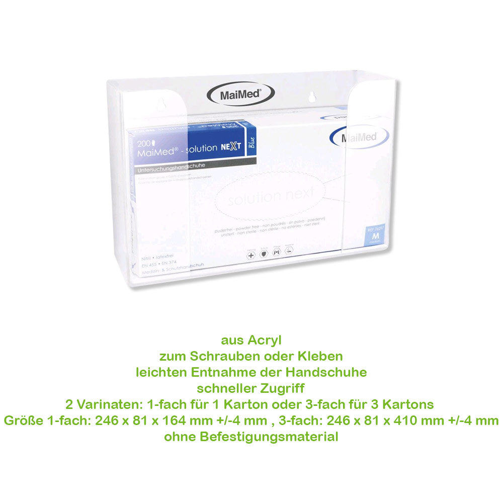Acryl-Handschuhspender zum Schrauben oder Kleben, transparente Front für Handschuhboxen