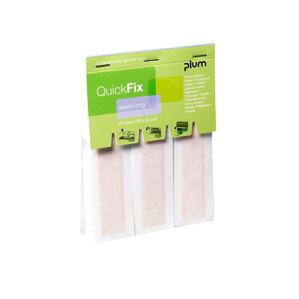 QuickFix Pflasterrefill (plum) Variante „elastic long“ mit durchsichtigem Sichtbeutel