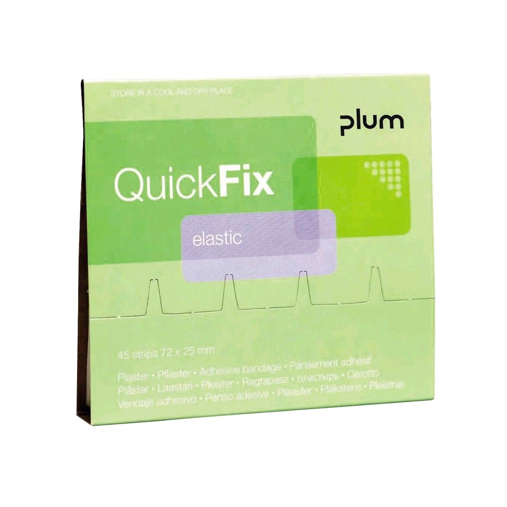 QuickFix Pflasterrefill (plum) Variante „elastic“ in grüner Kartonverpackung