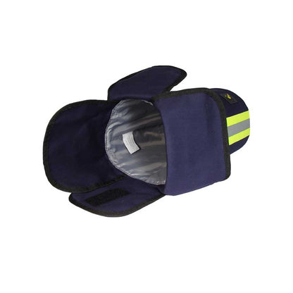 Atemschutzmasken-Tasche blau, geöffnet, mit reflektierendem Streifen am Seitenteil