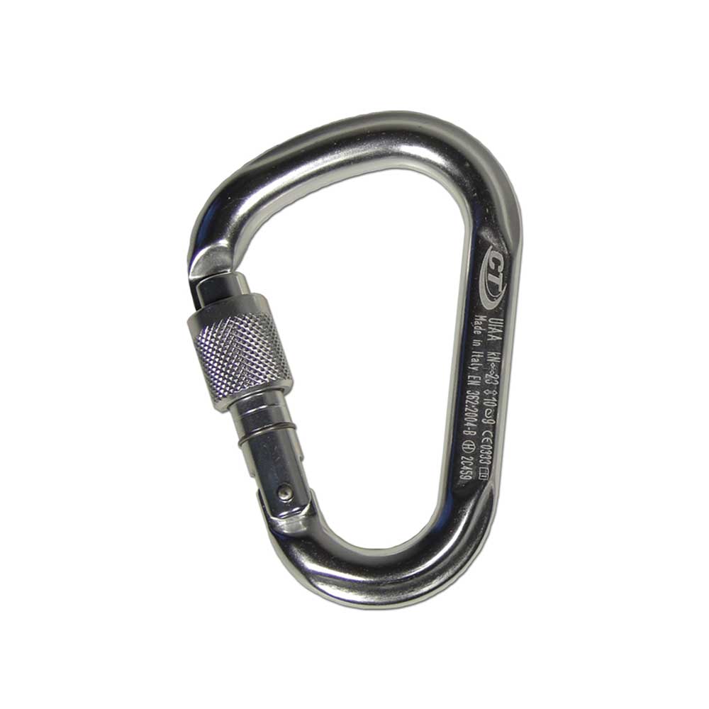 Alu-Karabiner mit Schraubverschluss, silbern, ca. 11×7 cm