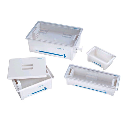 Instrumentenwanne-Set aus PVC mit transparenten Deckeln und Einsätzen, mehrere Größen